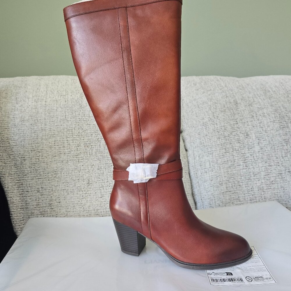 Giani Bernin Memory Foam Razario Cognac Wide Calf Boots